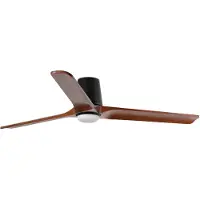 Faro LED-ventilator Heywood L, Ø 132 cm, zwart/houtkleur, DC, CCT dimbaar, hout donker, Woon-/ Eetkamer, Hout, Modern