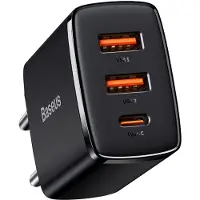 Baseus Compact Quick Charger 30W (2x USB QC3.0, 1x USB-C PD3.0)
