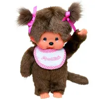 Monchhichi Meisje met slab roze (20cm)