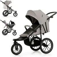 Kinderkraft HELSI 2 - kinderwagen geschikt voor ruw terrein - tot 27 kg - 3 luchtbanden - verstelbare rugleuning - TRAVEL SYSTEM - grote opbergmand - grijs