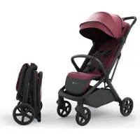 Kinderkraft NUBI 3 Buggy – Lichtgewicht & Automatisch Inklapbaar – Tot 27 kg – Verstelbare Rugleuning – Bourgogne
