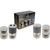 Peugeot Geschenksset MAESTRO DUO: Pepermolen, zoutmolen, 11 cm, met verwisselbare kruidenpotjes