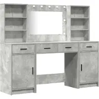 vidaXL Dressing tafel set met LED 3 st Beton Grijs Bewerkt hout