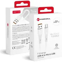 Forcell F-Energy USB-A naar Micro USB Kabel - 18W QC3.0, 2.4A, 1m Siliconen Wit