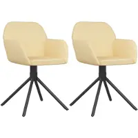 vidaXL Eetkamerstoelen draaibaar 2 st fluweel crèmekleurig