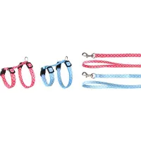 Flamingo Kittenharnas + Lijn Amsi - Kattentuigje - Assorti 15-25cm 10mm
