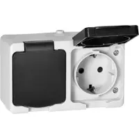 ORNO Dubbele inbouwstopcontactdoos 2X2P+Z Schuko AQUATIC MINI, IP54, wit en zwart