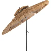 Costway Rieten Parasol - Kantelbaar - Stabiel Frame - 285 x 285 x 260 cm