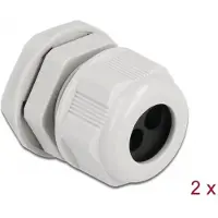 DeLOCK Kabelwartel PG16 voor ronde kabel met twee kabelinvoer grijs 2 stuks