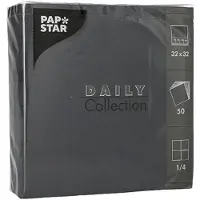 Papstar 14x 50 Servetten DAILY Collection 1/4 vouw 32 cm x 32 cm zwart