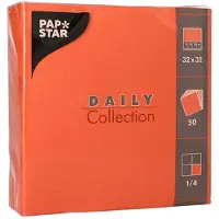 Papstar 14x 50 Servetten DAILY Collection 1/4 vouw 32 cm x 32 cm nectarine