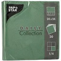 Papstar 20x 20 Servetten DAILY Collection 1/4 vouw 24 cm x 24 cm donkergroen