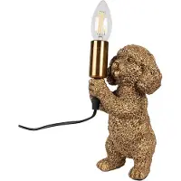 Clayre & Eef tafellamp, model Hond, 11x13x23 cm, goudkleurig, kunststof