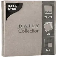 Papstar 20x 20 Servetten DAILY Collection 1/4 vouw 24 cm x 24 cm grijs
