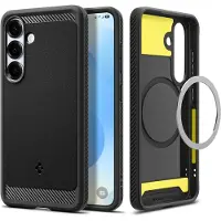 Spigen Rugged Armor MagFit - Hoesje Geschikt voor Samsung Galaxy S25 - Back Cover Compatibel met MagSafe en Qi2 - Air Cushion - Matte Zwart