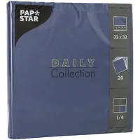 Papstar 15x 20 Servetten DAILY Collection 1/4 vouw 32 cm x 32 cm donkerblauw
