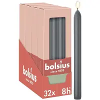 Bolsius - Gladde Dinerkaarsen - 23 cm - 32 stuks - Antraciet - Donker Grijs