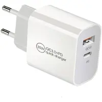IWH USB-oplader 30 W 1x USB-A, 1x USB-C USB PD, QC 3.0 Wit Binnen