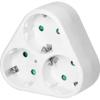ORNO Doorvoerstekker - Verdeelstekker met 3 stopcontacten - Splitter met max 3680 Watt - Wit