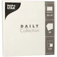 Papstar 15x 20 Servetten DAILY Collection 1/4 vouw 32 cm x 32 cm wit