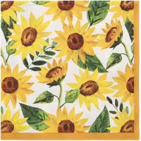 Papstar 10x 20 Servetten 3-laags 1/4 vouw 33 cm x 33 cm Sunflowers