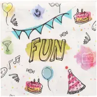Papstar 10x 20 Servetten 3-laags 1/4 vouw 33 cm x 33 cm Fun