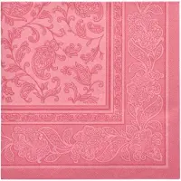 Papstar 8x 20 Servetten ROYAL Collection 1/4 vouw 40 cm x 40 cm roze Ornaments
