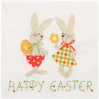 Papstar 15x 20 Servetten 3-laags 1/4 vouw 33 cm x 33 cm Bunny Couple