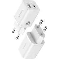 DUX adapter USB-A en USB-C oplader Super Si Power Delivery 30W netstroomadapter QC 18W - Wit