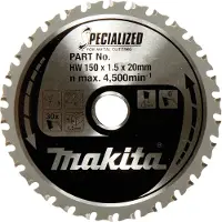 Makita Cirkelzaagblad voor Aluminium | Specialized | Ø 150mm Asgat 20mm 52T - B-47064