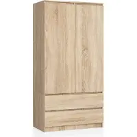Akord Kleidingkast S90 met 2 Deuren en 2 Lades / Furniture Factory / Sonoma Eik / 90 x 180 x 51 cm