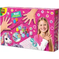 SES Creative - Unicorn - Nagel Ontwerper - Knutselen Meisjes - Nagellak en Glitterstenen - Vanaf 6 jaar