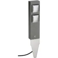ALBERT LEUCHTEN Eddi IP44 dubbele wandcontactdooszuil met grondpin, alu / grijs / zink, Aluminium