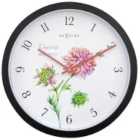 Nextime Waterbestendige wandklok Knautia, zwart, diameter 30,5 cm, vintage design