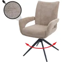 Mendler Eetkamerstoel -O78, keukenstoel, draaibaar met automatische terugkeer, stof/textiel chenille (310 g/m²) Öko-Tex ~ lichtbruin