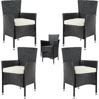 Casaria Polyrotan Tuinstoelen 4 Stuks Zwart/Crème stapelbaar