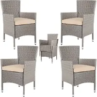 Casaria Polyrotan Tuinstoelen 4 Stuks Crème/Beige stapelbaar