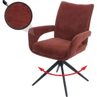 Mendler Eetkamerstoel -O78, keukenstoel, draaibaar met automatische terugkeer, stof/textiel chenille (310 g/m²) Öko-Tex ~ roodbruin