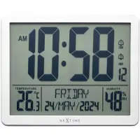 Nextime Digitale Tafel-/Wandklok 17,3x14x2,7 cm - RCC - Weerstation - Temperatuur - Wit - ABS - Oneforall