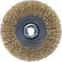 Osborn draadborstel voor haakslijpmachine, diameter 100 mm, ronde borstel - staaldraadborstel, verchroomd, gegolfd draad