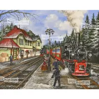 Pappnoptikum Adventskalender van de Harzer Schmalspurbahn, gemaakt van papier, afmetingen 38x27 cm, Sachsen