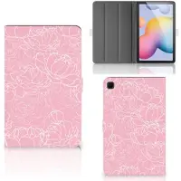 B2Ctelecom Samsung Galaxy Tab S6 Lite | S6 Lite (2022) Tablet Cover White Flowers