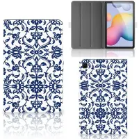 B2Ctelecom Book Case voor Samsung Galaxy Tab S6 Lite | S6 Lite (2022) Tablet Cover Flower Blue