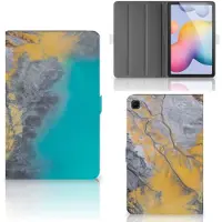 B2Ctelecom Samsung Galaxy Tab S6 Lite | S6 Lite (2022) Leuk Tablet hoesje Marble Blue Gold