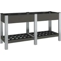 vidaXL Plantenbak verhoogd met schap 150x50x75 cm HKC grijs