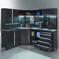 Datona Werkplaatsinrichting PREMIUM met RVS werkblad 410 cm breed