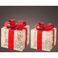 Lumineo Cadeauset LED met strik 2-delig goud goud Kunststof Kerstverlichting