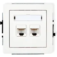 Karlik Netwerkstopcontact, 2-voudig, 2xRJ45, kat. 5e, model DGK-2, merk ELEKTROTECHNIK, serie DECO, wit, voor stopcontacten, schakelaars en inbouwdozen