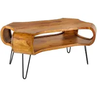 Invicta Design Couchtisch ORGANIC LIVING 100cm Sheesham steenafwerking Massivholz handgemaakte haarspeldpoten - 43073