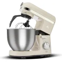 Karaca Mastermaid Chef Pro Dubbelarmige Keukenchef 1500W Zachte Room, Glanzende Room, 1500W, 5 L Mixer, Keukenmachine, Snelheidsinstelling, Deeghaak, Kloppen, Kneden en mengen